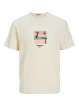 Футболка Jack & Jones "ФУТБОЛКА JORARUBA SMALL PHOTO SS С КРУГЛЫМ ВЫРЕЗОМ", кремовый
