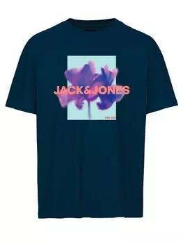 Футболка Jack & Jones JCOFLORALS TEE SS CREW NECK FST, синий