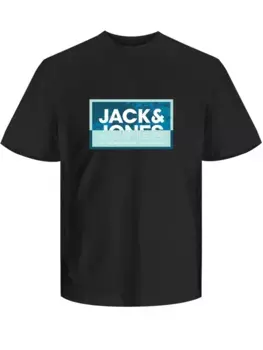 Футболка Jack & Jones "JCOLOGAN SUMMER PRINT TEE CREW NECK FST", черный