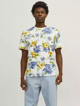 Футболка Jack & Jones "JJEJEFF AOP TEE SS SN", цвет Cloud Dancer