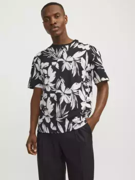 Футболка Jack & Jones "JJEJEFF AOP TEE SS SN", черный