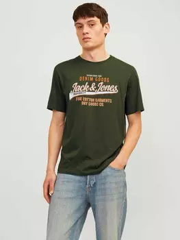 Футболка Jack & Jones JJELOGO TEE SS O-NECK 2 COL AW24 SN, зеленый