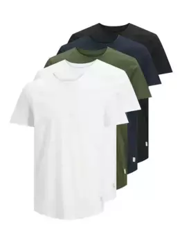 Футболка Jack & Jones "JJENOA TEE SS CREW NECK 5PK MP NOOS", цвет Wei, Navy, Schawarz