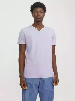 Футболка Jack & Jones "JJESPLIT NECK TEE SS NOOS", цвет Purple Rose