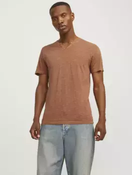 Футболка Jack & Jones "JJESPLIT NECK TEE SS NOOS", цвет Mocha Bisque