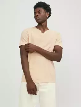 Футболка Jack & Jones "JJESPLIT NECK TEE SS NOOS", цвет Apricot Ice