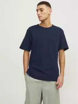 Футболка Jack & Jones "JJESUMMER ЛЬНЯЯ ФУТБОЛКА SS O-NECK LN", синий