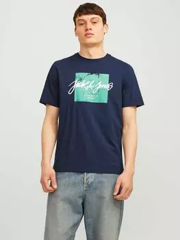 Футболка Jack & Jones JJTILEY TEE SS CREW NECK LN, синий