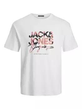 Футболка Jack & Jones "JORARUBA AOPBRANDING TEE SS CREW NECK LN", белый