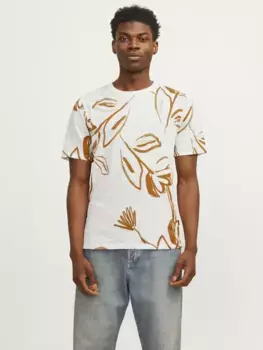 Футболка Jack & Jones "JPRBLAPALMA AOP SS ФУТБОЛКА С КРУГЛЫМ ВЫРЕЗОМ SN", коричневый