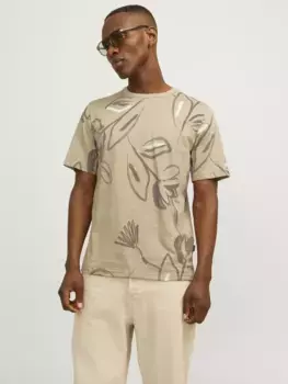 Футболка Jack & Jones "JPRBLAPALMA AOP SS ФУТБОЛКА С КРУГЛЫМ ВЫРЕЗОМ SN", цвет Coffe Quart
