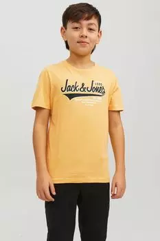 Футболка Jack & Jones Junior с большим логотипом Jack & Jones, желтый