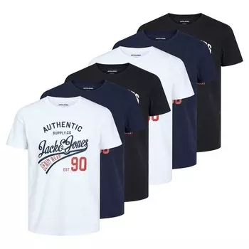 Футболка JACK & JONES, морской синий/черный/белый
