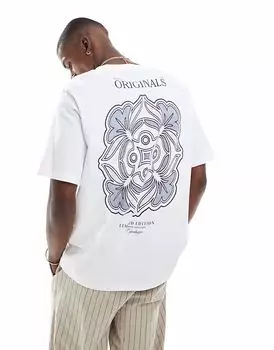 Футболка Jack & Jones oversize с оригинальным принтом на спине белого цвета