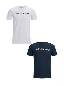 Футболка Jack & Jones Plus + Size CREW NECK, цвет wei-dunkelblau