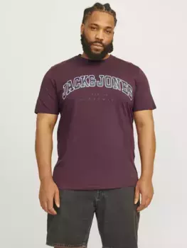 Футболка Jack & Jones PlusSize "JJECALEB VARSITY TEE SS O-NECK NOOS PLS", цвет Vineyard Wine