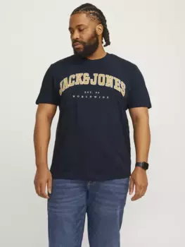 Футболка Jack & Jones PlusSize "JJECALEB VARSITY TEE SS O-NECK NOOS PLS", синий