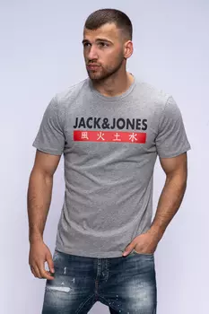 Футболка Jack & Jones Print ELEMENTS TEE SS CREW NECK, цвет Light Grey Melange