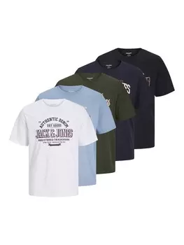 Футболка JACK & JONES, синий/светло-голубой/темно-зеленый/черный/белый