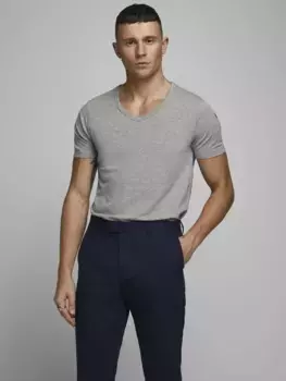 Футболка Jack & Jones "SLIM-FIT BASIC TEE V-NECK", с V-образным вырезом, серый