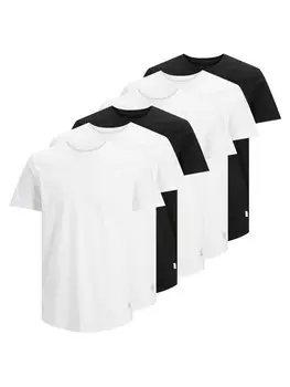 Футболка Jack & Jones T-Shirt 6er Pack, цвет Wei/Schwarz