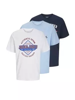 Футболка Jack & Jones T-Shirt 'Logo' 3er Pack, синий