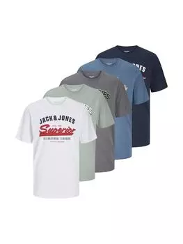 Футболка Jack & Jones T-Shirt 'Logo' 5er Pack, синий