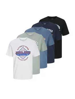 Футболка Jack & Jones T-Shirt 'Logo' 5er Pack, черный