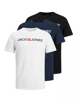 Футболка JACK & JONES, темно-синий/черный/белый