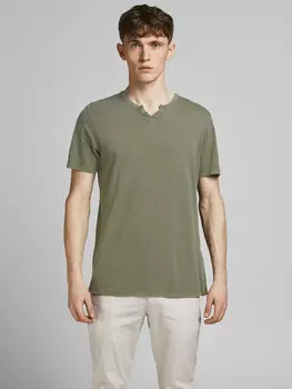 Футболка Jack & Jones V Neck Kurzarm mit Knpfen JJESPLIT, зеленый