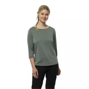 Футболка Jack Wolfskin Jwp 3/4 sleeve, серый/зеленый