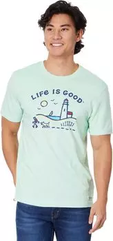 Футболка Jake and Rocket Light House Walk с короткими рукавами Crusher Life is Good, цвет Sage Green