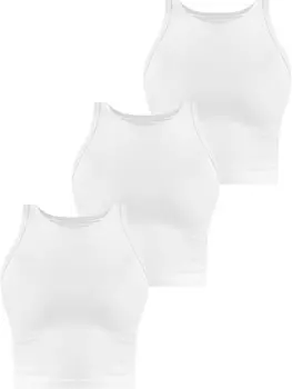 Футболка Janice 3 x Damen crop Top hochgeschlossen Niah, белый