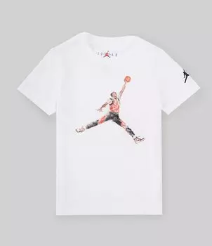 Футболка JDB Jumpman с короткими рукавами Jordan Little Boys акварелью от 2 до 4 лет, белый