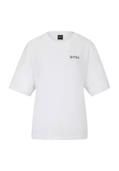 Футболка Энис, хлопок, логотип на груди, женская Hugo Boss, белый