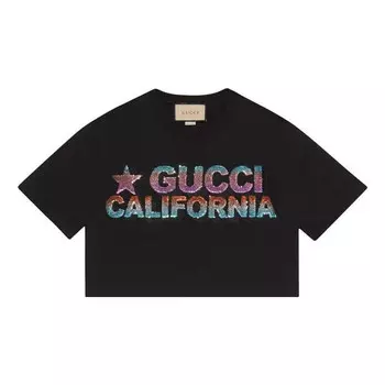 Футболка jersey t-shirt 'black' Gucci, черный