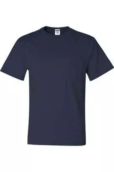 Футболка JERZEES Dri-Power 50/50 с карманом, цвет j. navy