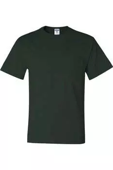 Футболка JERZEES Dri-Power 50/50 с карманом, цвет forest green