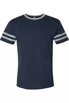Футболка JERZEES Triblend Varsity Ringer, цвет indigo heather/ oxford