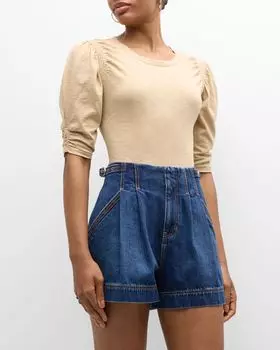 Футболка Jessa со сборками на рукавах Veronica Beard, цвет Stone Khaki