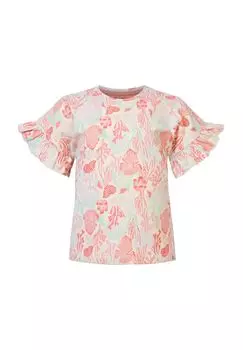 Футболка Эстель, ракушечный принт, рукава с рюшами, детская noppies, цвет Whitecap Gra