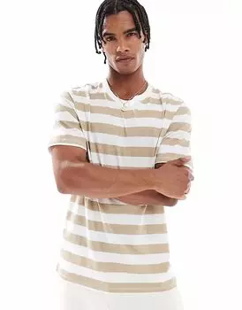 Футболка JJ Rebel прямого кроя в кремово-белую полоску