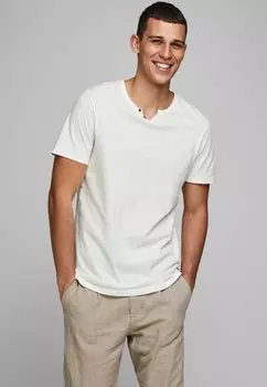 Футболка JJESPLIT NECK NOOS Jack & Jones, кремовый
