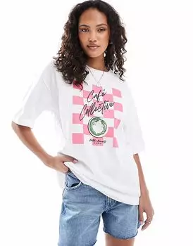 Футболка JJXX оверсайз с принтом матча белого цвета