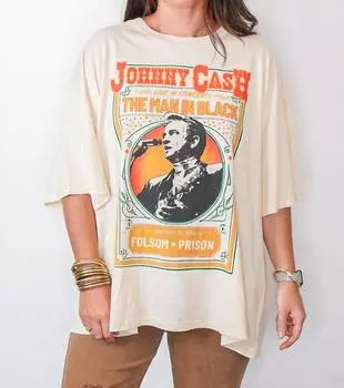 Футболка Johnny Cash Live In Concert Os в винтажном стиле из камня DAYDREAMER, цвет stone vintage