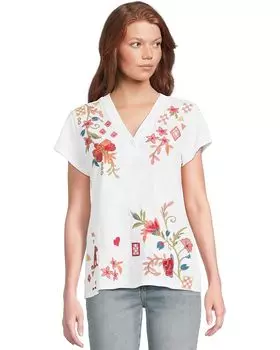 Футболка Johnny Was Button Neck Tee, белый