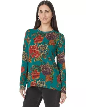 Футболка Johnny Was The Janie Favorite Long Sleeve Crew Neck Tee, цвет Zinnia Meadow