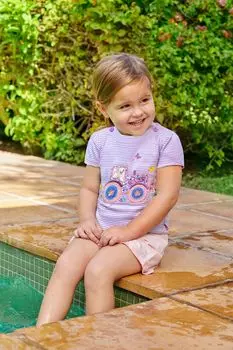 Футболка JoJo Maman Bb с аппликацией в виде трактора Jojo Maman Bb, сиреневый