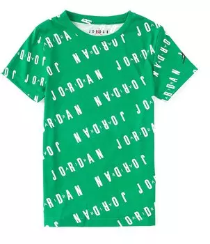Футболка Jordan Big Boys 8–20 с короткими рукавами Essentials AOP, зеленый