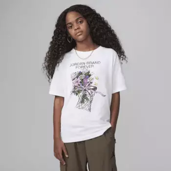 Футболка Jordan Big Kids' Brand Forever T-Shirt, белый